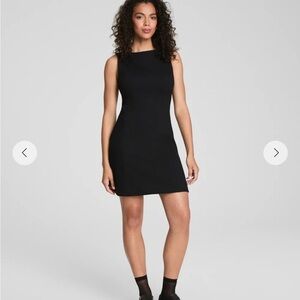 SPANX | Dresses | Spanx Mixed Media Faux Leather Sheath Dress Nwt | Poshmark